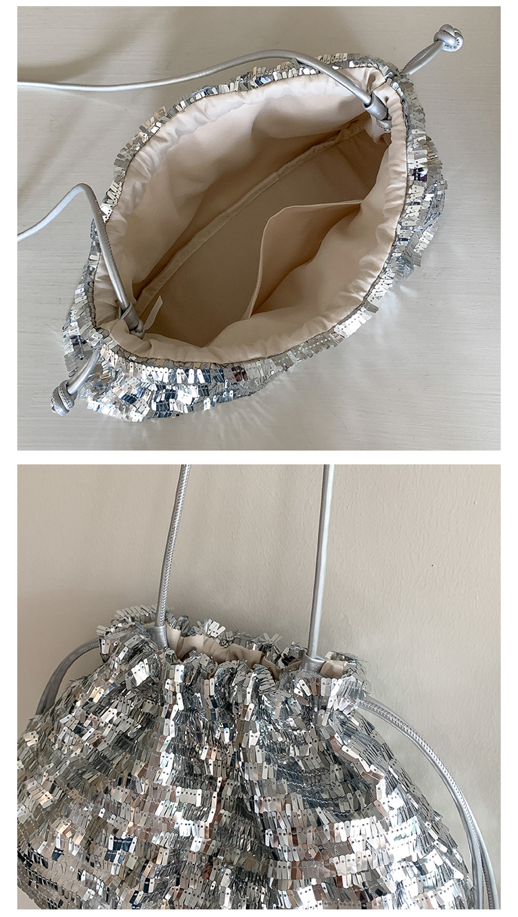 巾着 スパンコール装飾巾着型ショルダー鞄