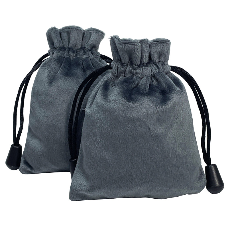 巾着 フリル付きベルベット調巾着ポーチ