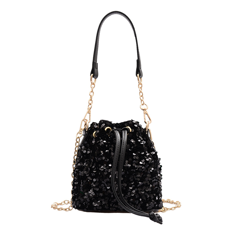 巾着 スパンコール装飾巾着ショルダーバッグ