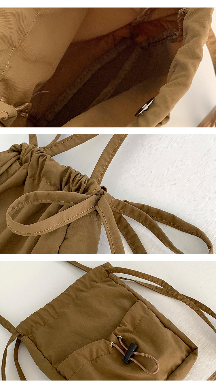 巾着デザイン紐調節ショルダーバッグ