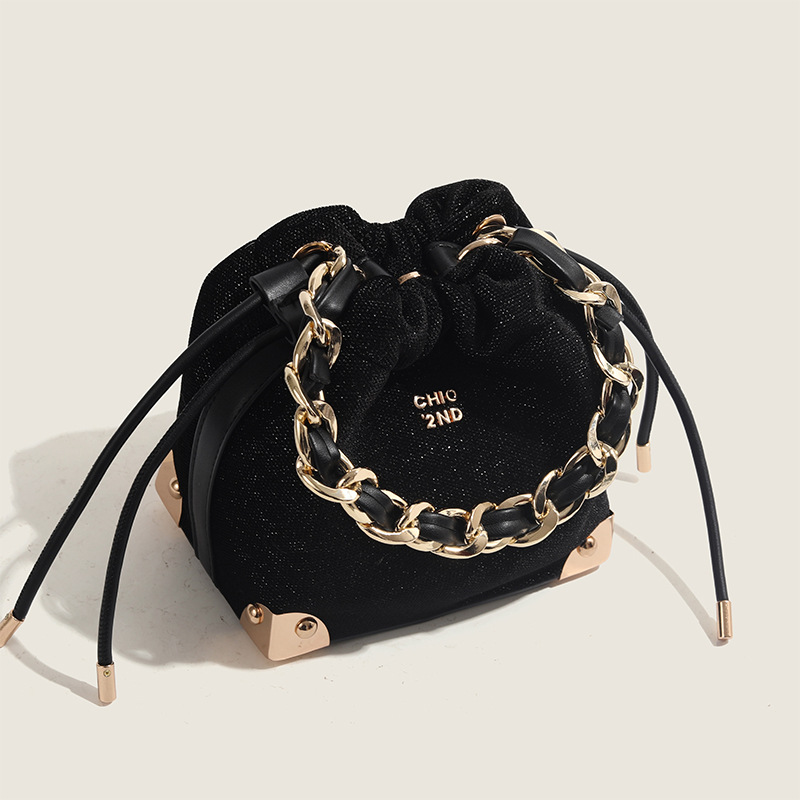 巾着 編み込みチェーン巾着ショルダーバッグ