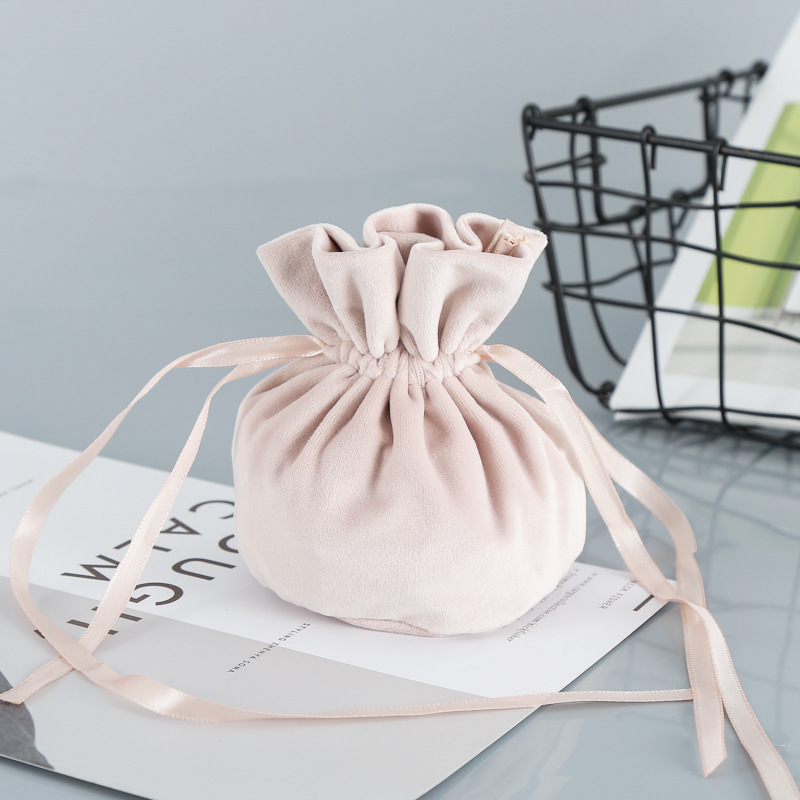 巾着 サテンリボン付きコンパクト巾着ポーチ