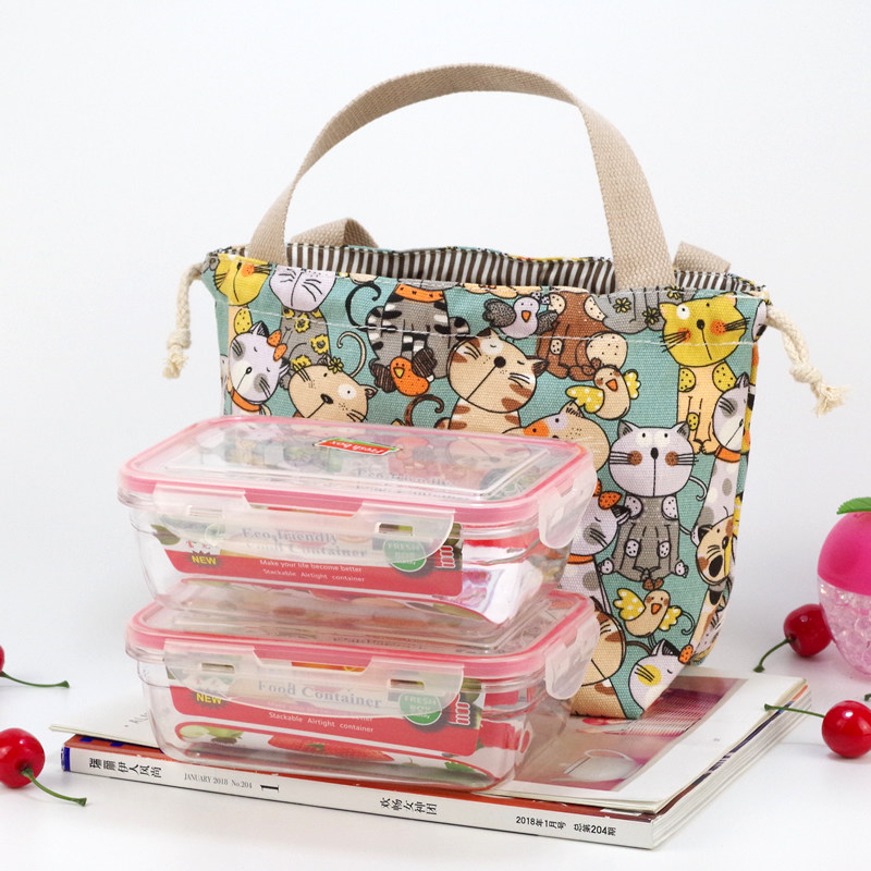 巾着 小鳥と鳥かご柄の巾着ポーチ