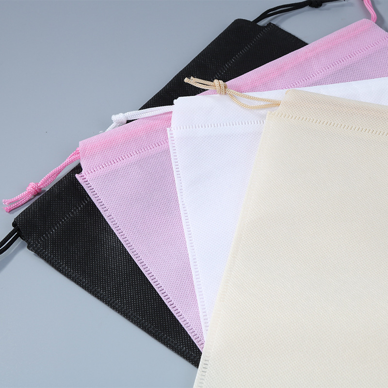 巾着 なめらかサテン調巾着ポーチ五色組