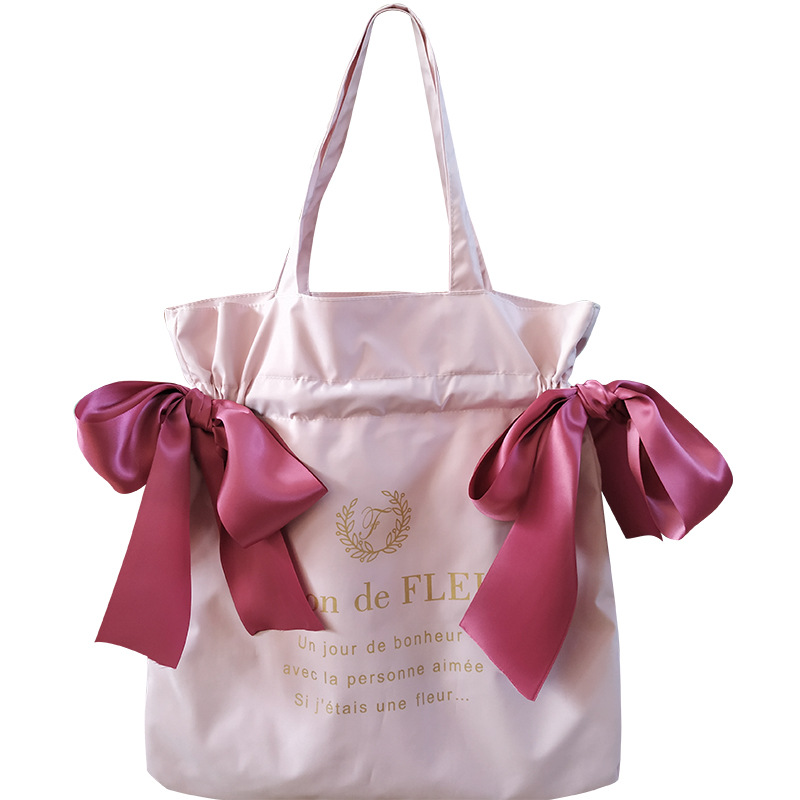 巾着 リボン結び巾着トートバッグ