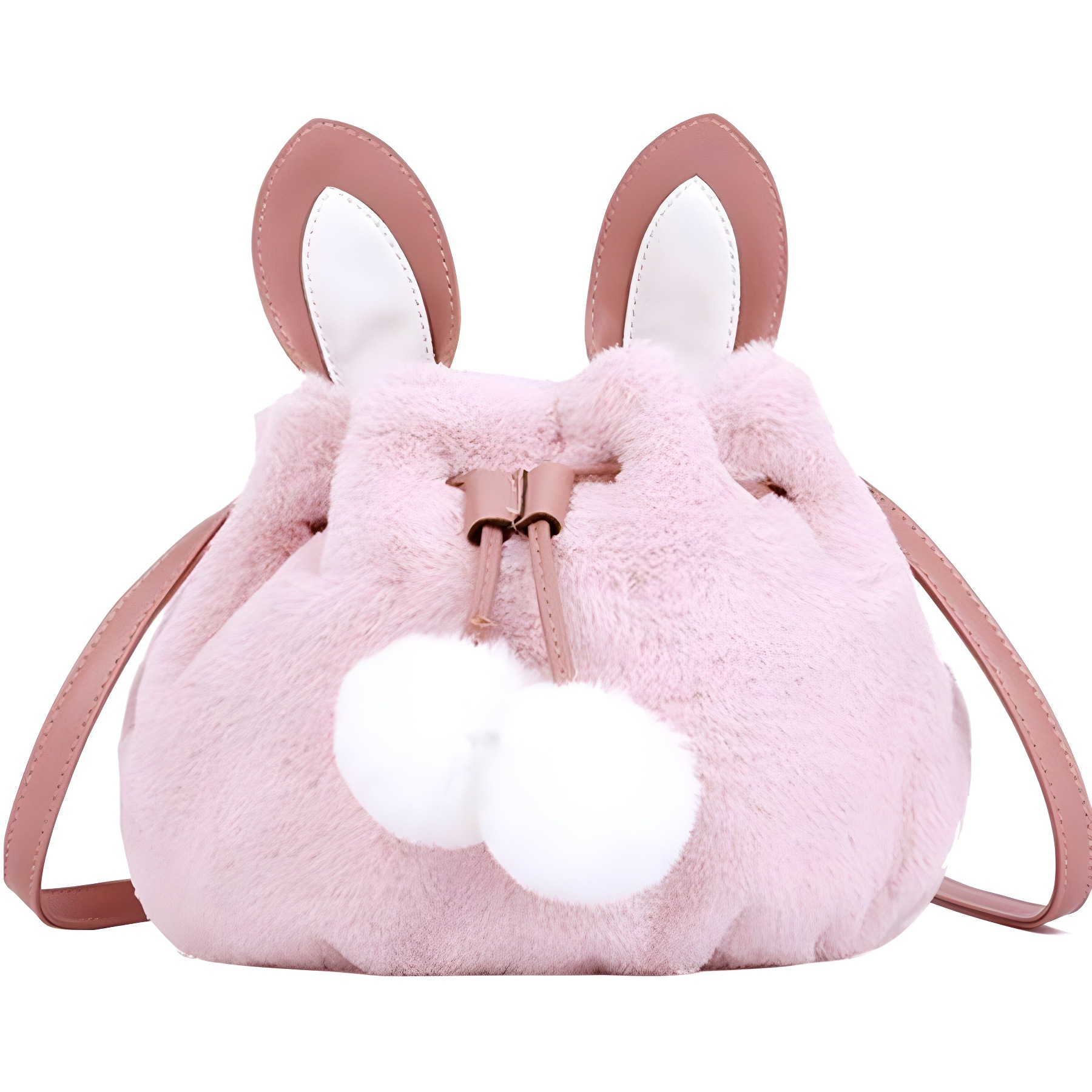 巾着 うさぎ耳ふわふわファー巾着ショルダーかばん