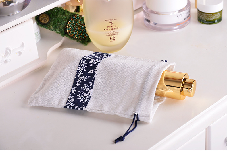 巾着 和風花柄切り替え巾着ポーチ