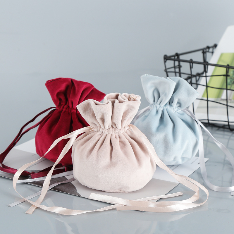 巾着 サテンリボン付きコンパクト巾着ポーチ