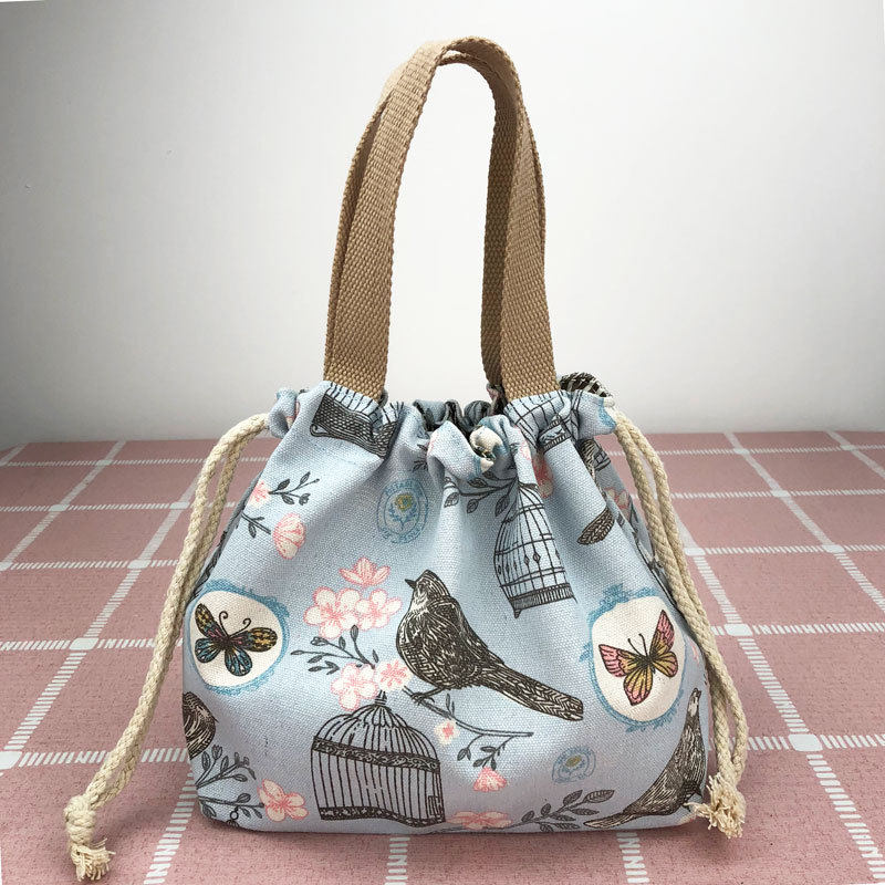 巾着 動物パッチワーク刺繍入り巾着ポーチ