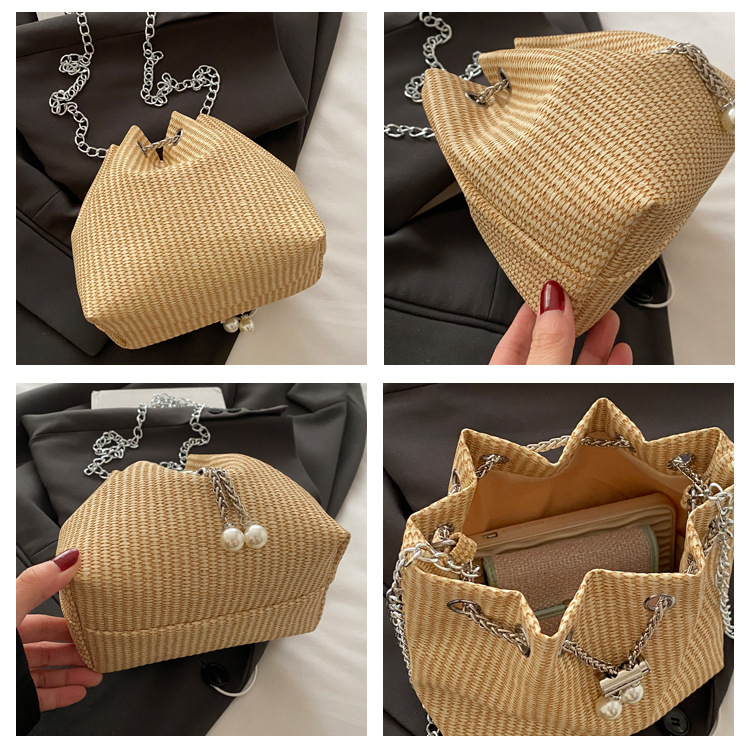 巾着 編み込みデザイン巾着ショルダーバッグ