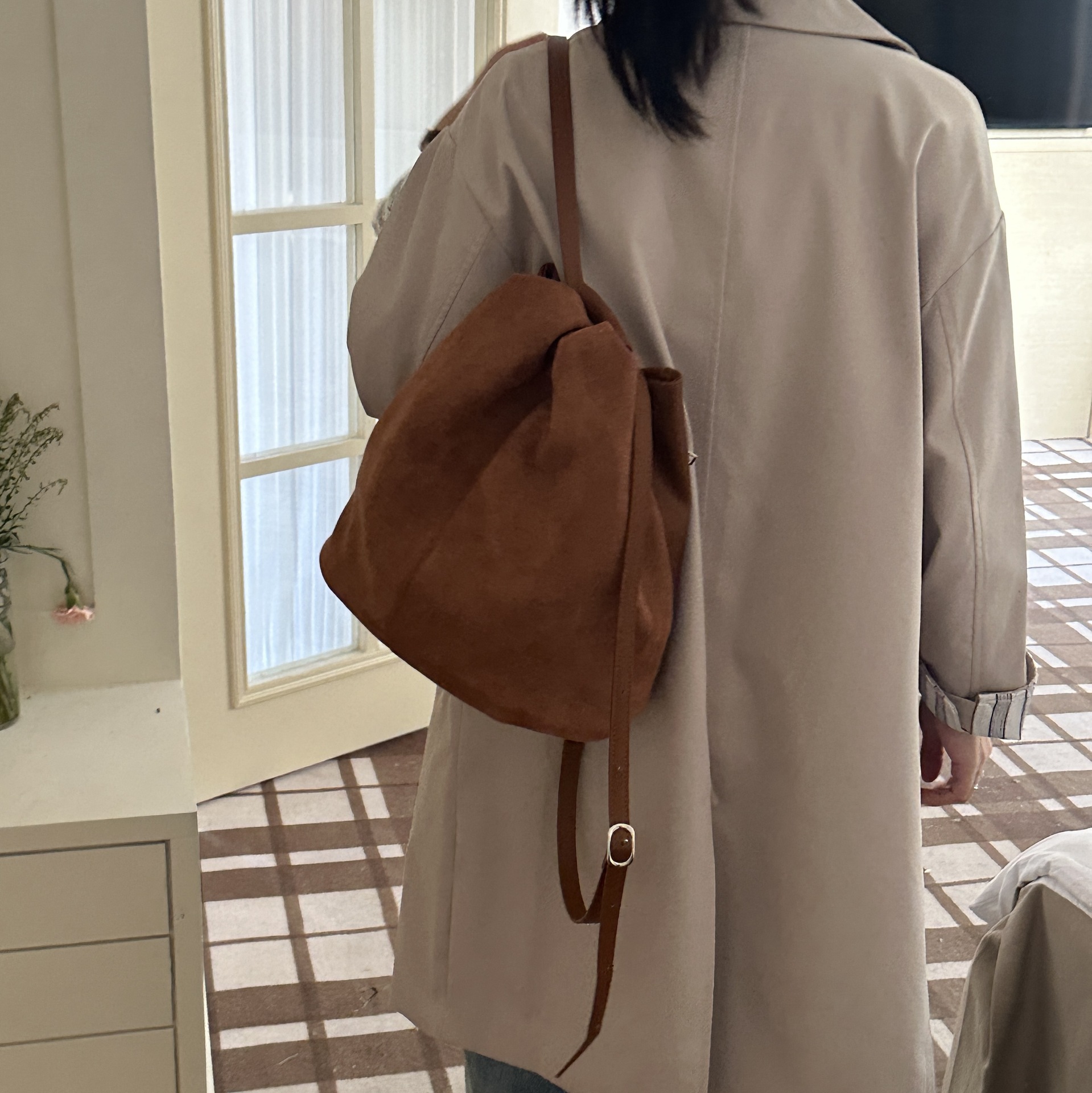 スエード調巾着リュック2way仕様