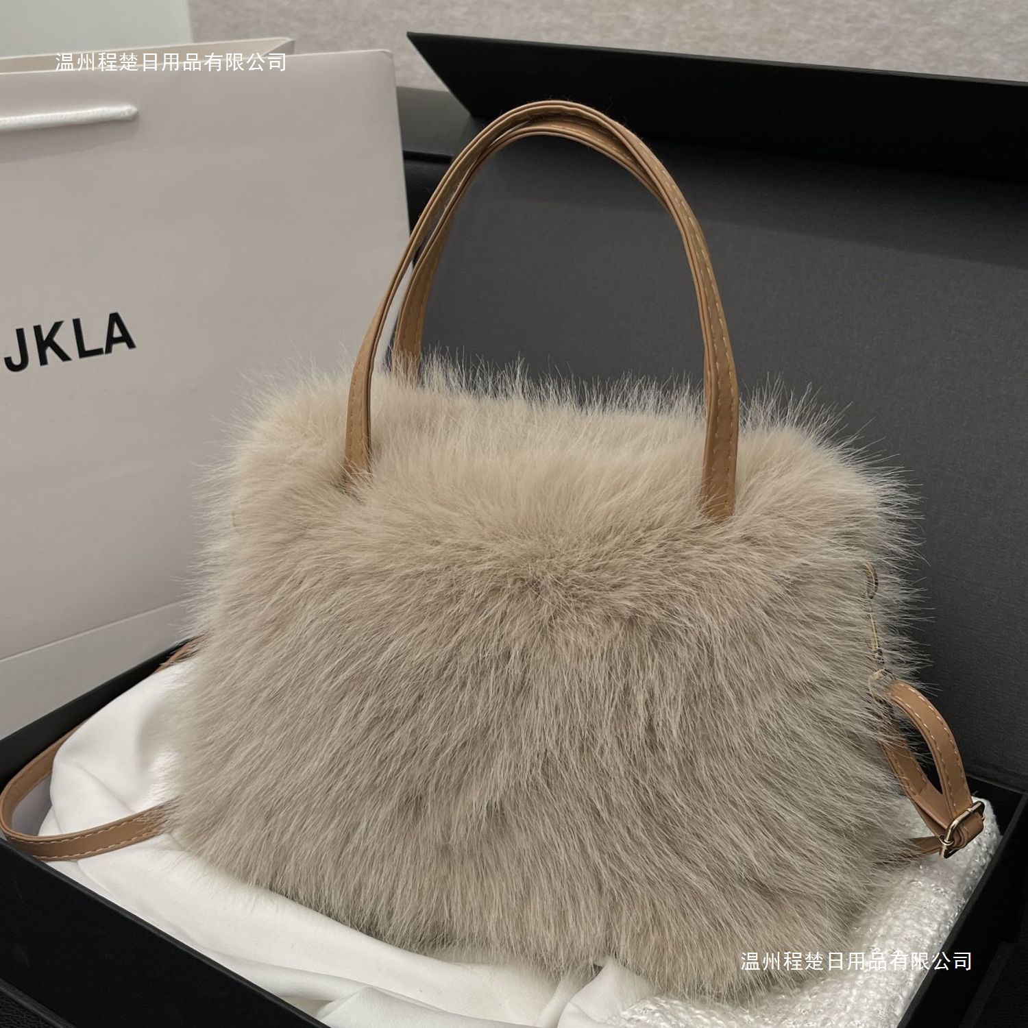 巾着 ふわふわファー巾着ショルダーバッグ