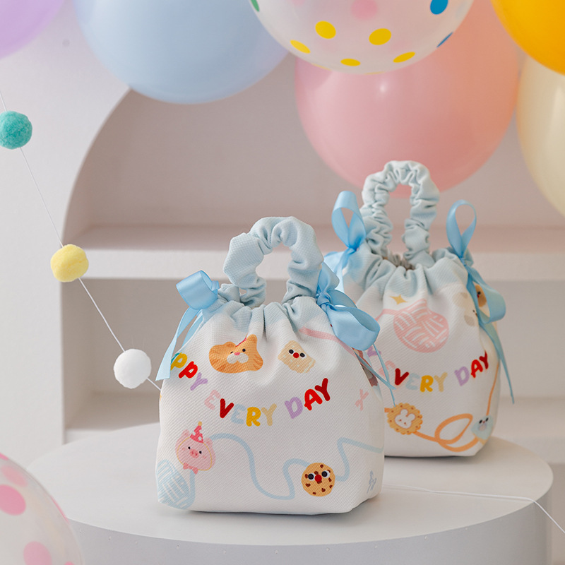 巾着 可愛い動物柄ギャザー巾着ポーチ