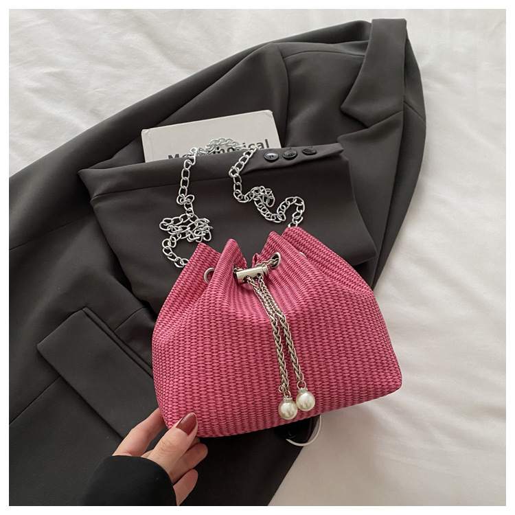 巾着 編み込みデザイン巾着ショルダーバッグ