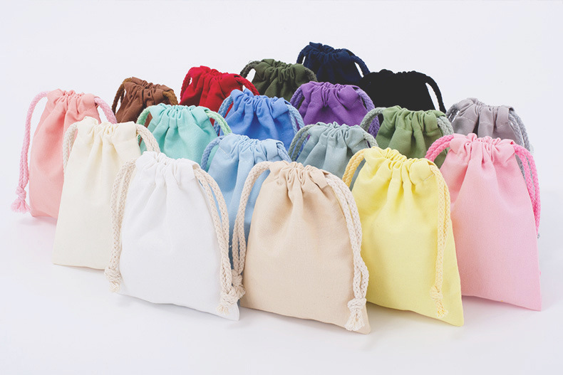 巾着 シンプル無地の巾着ポーチ九色展開