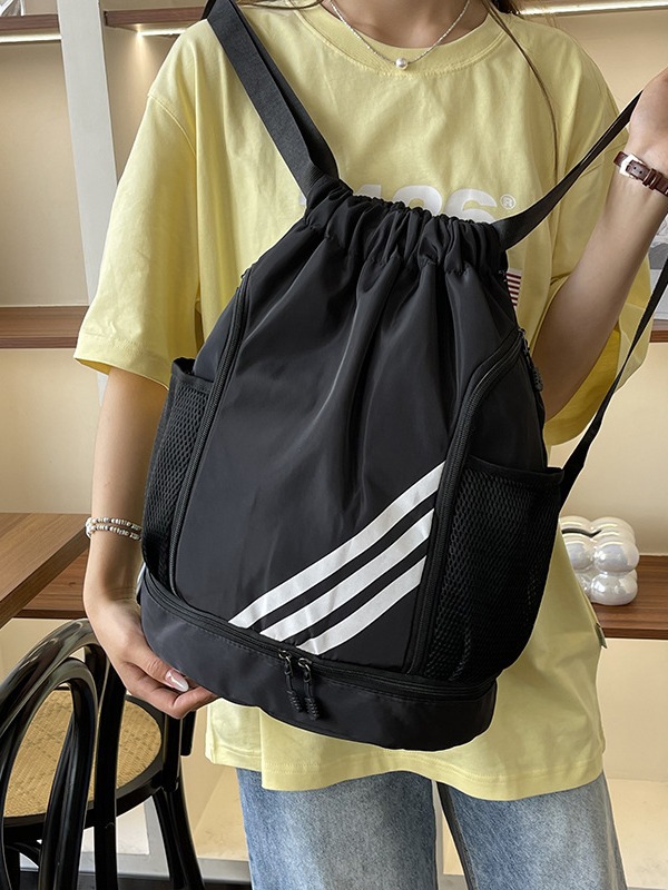 巾着 三本線デザイン軽量巾着リュックサック