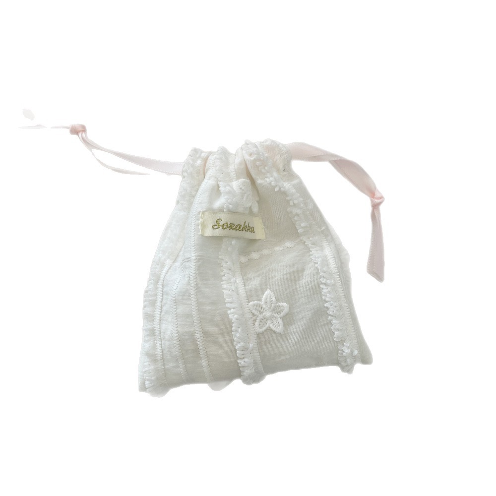 巾着 星と縦ライン刺繍の上品な巾着ポーチ