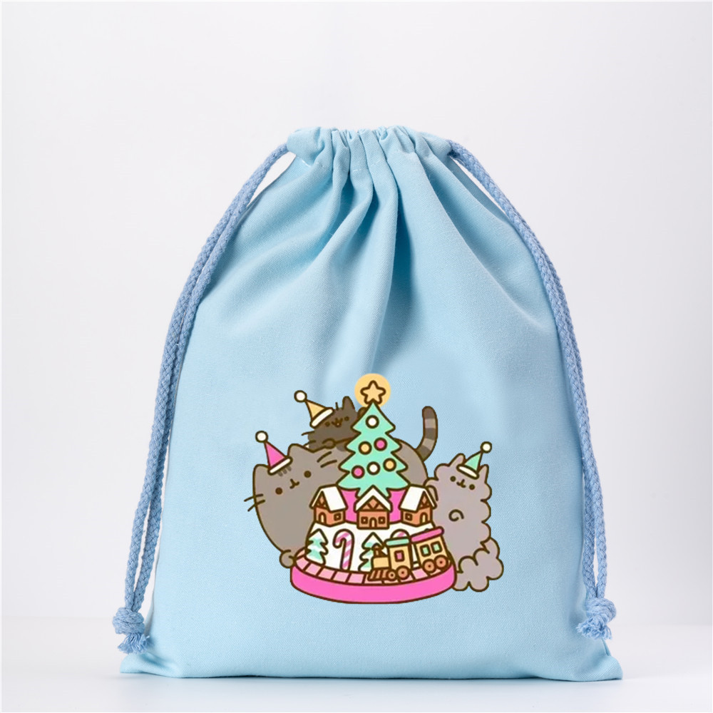 巾着 可愛い猫キャラクター柄巾着ポーチ