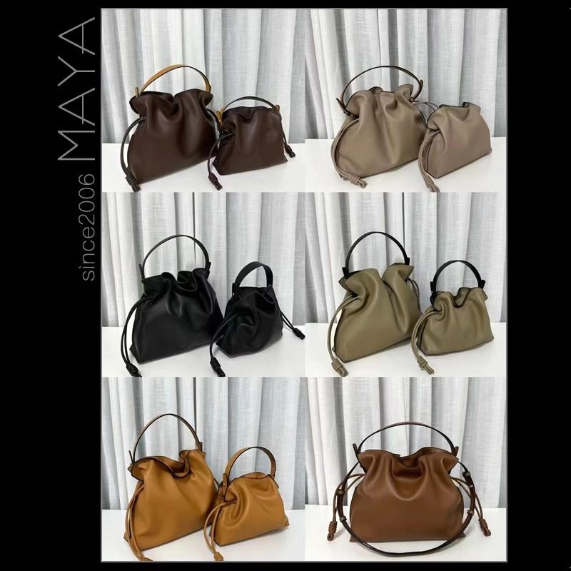 巾着 上質レザー巾着型ショルダーバッグ