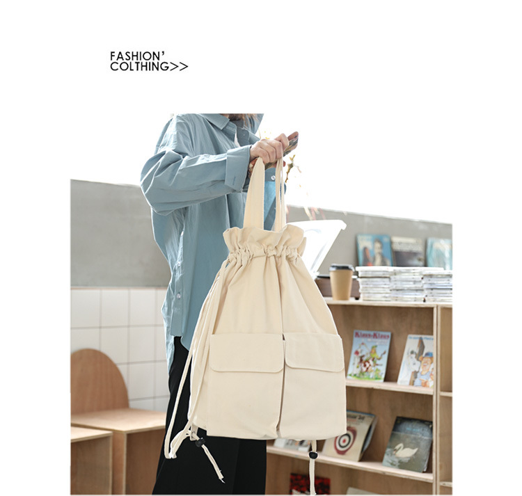 巾着 大容量多機能ポケット付き巾着型リュックサック