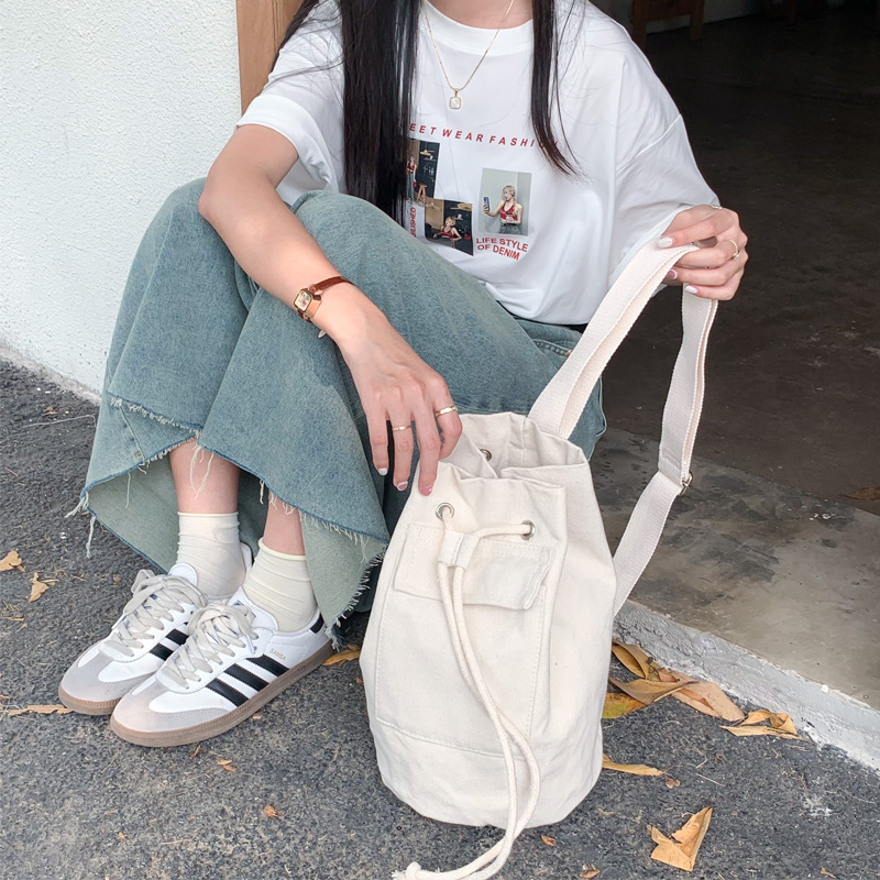 巾着 シンプル巾着型ショルダーバッグ
