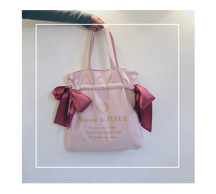 巾着 リボン結び巾着トートバッグ