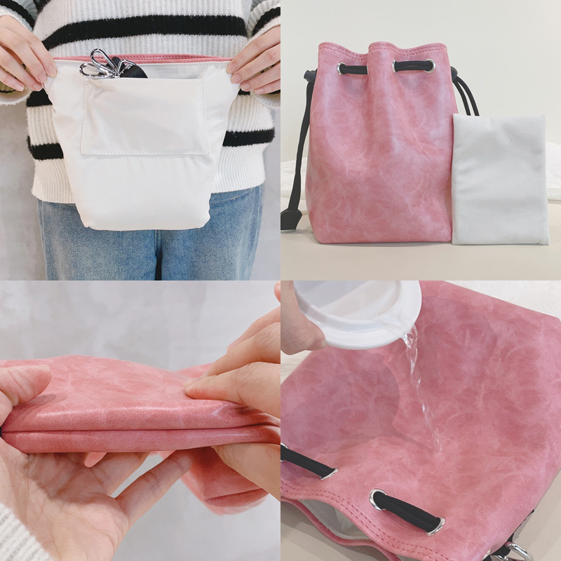 巾着 上質レザー巾着型ショルダートートかばん