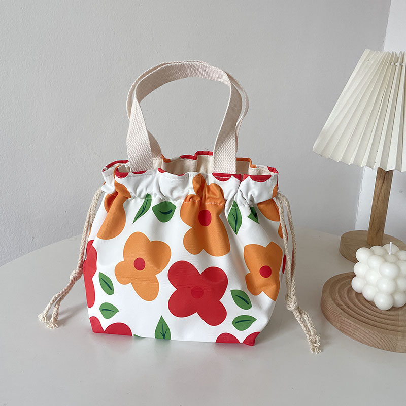 巾着 大きな花柄プリント巾着トートバッグ