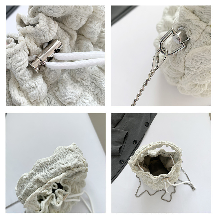 巾着 フリル刺繍レース巾着ショルダーバッグ