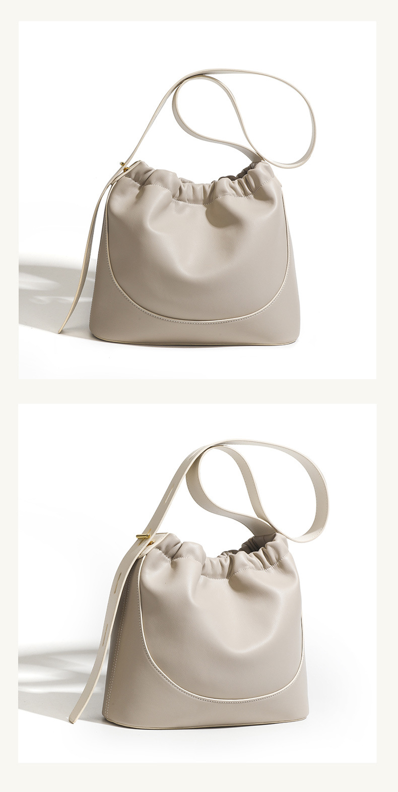 巾着 柔らか素材の丸みフォルム巾着ショルダー鞄