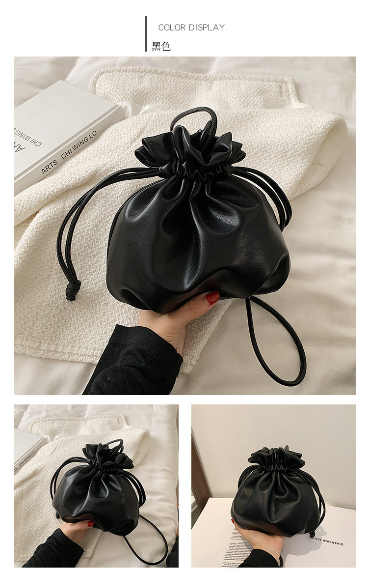 巾着 上質レザー巾着型ミニショルダーバッグ
