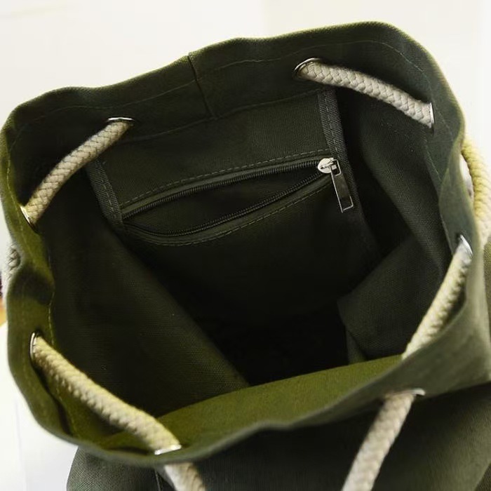 巾着 キャンバス地巾着リュック型ショルダーバッグ