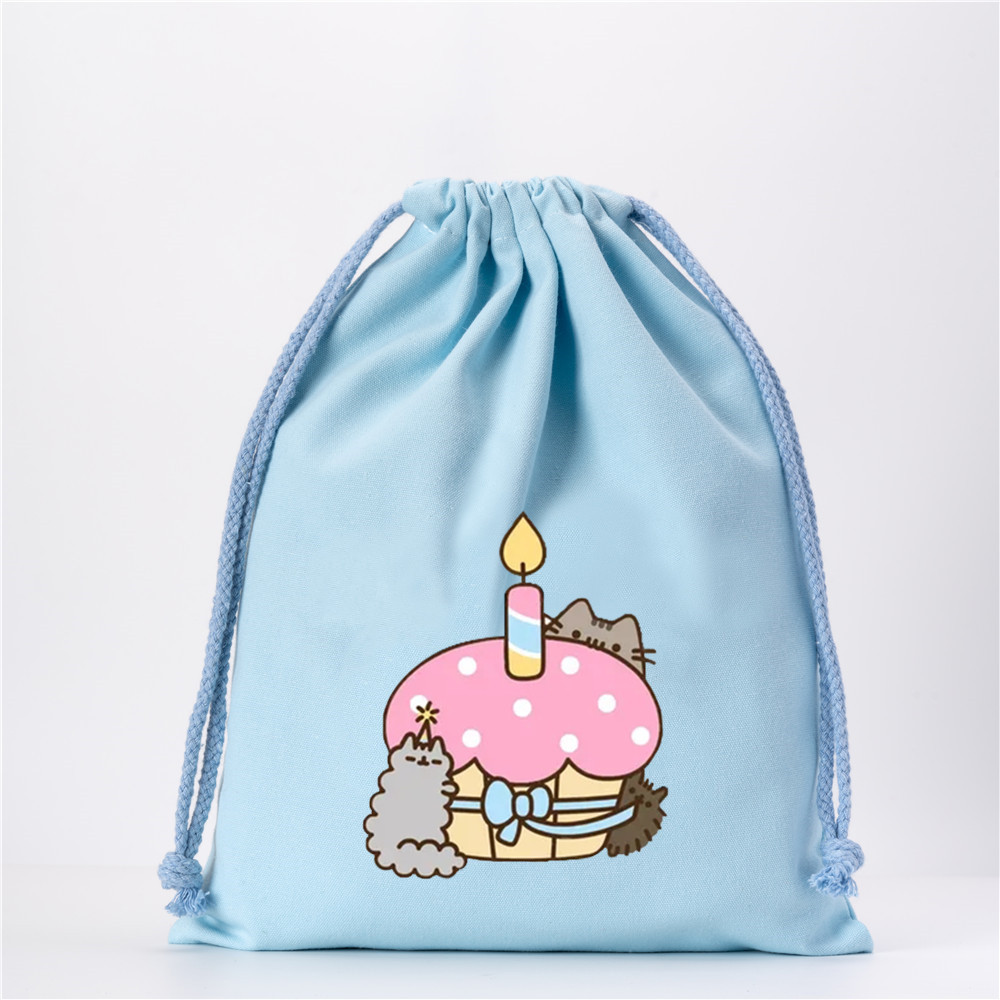 巾着 可愛い猫キャラクター柄巾着ポーチ