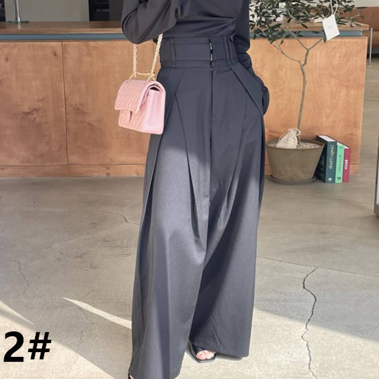 秋冬新作 無地ワイドタックパンツ 韓国風 上品レディース