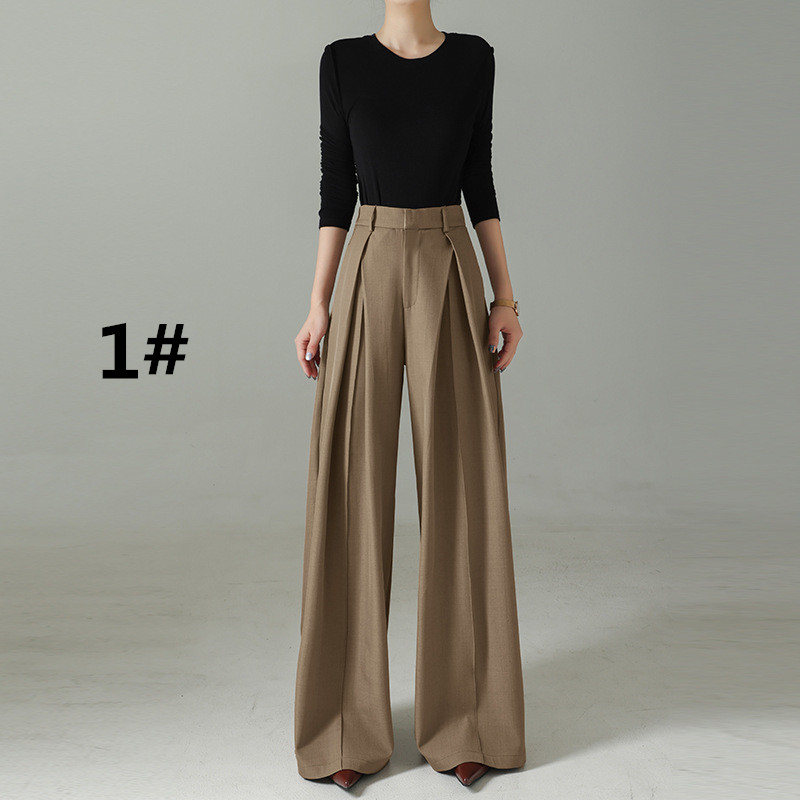 春夏新作 タックワイドパンツ レディース ハイウエスト ベージュ