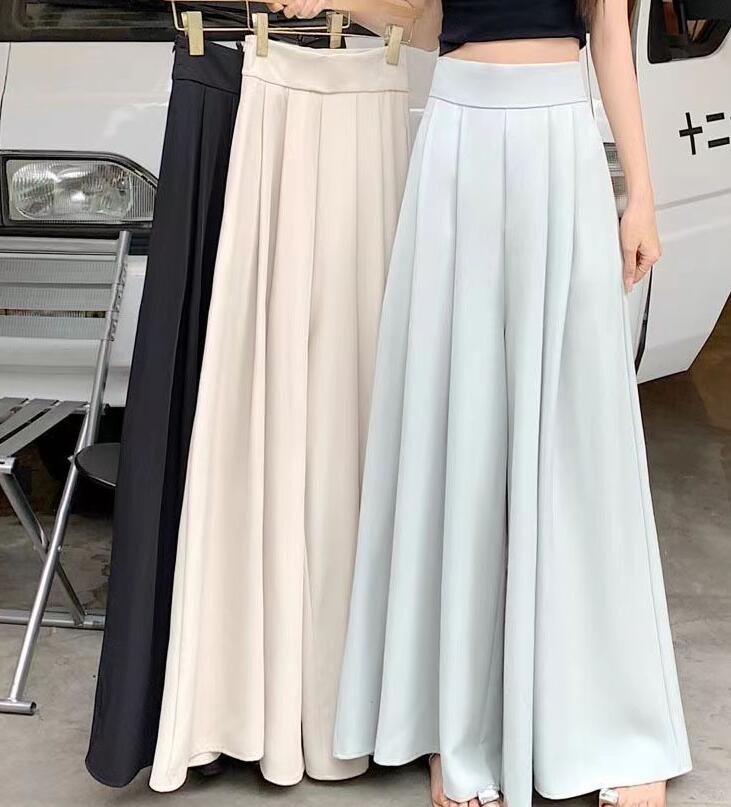 レディース ハイウエスト ワイドタックパンツ 美脚 上品