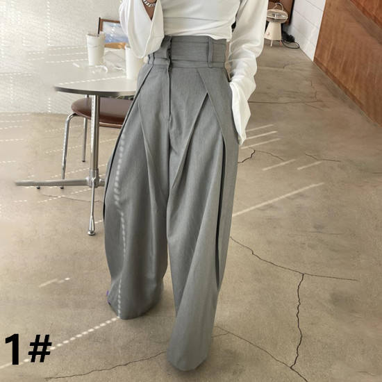 秋冬新作 無地ワイドタックパンツ 韓国風 上品レディース