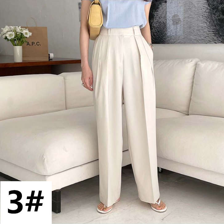 春夏新作 ワイドタックパンツ ハイウエスト 着痩せ レディース