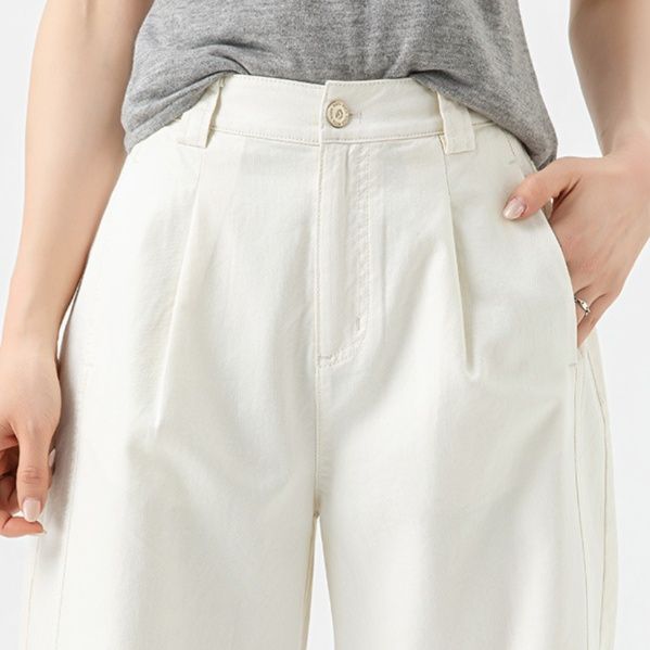 ワイドタックパンツ 上品なストレートシルエットパンツ