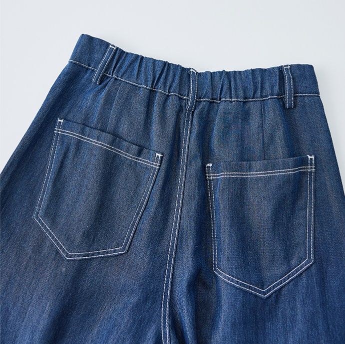 ワイドタックパンツ 上質デニムワイドタックパンツ