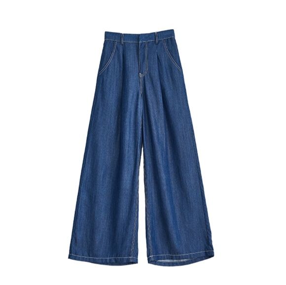 ワイドタックパンツ 上質デニムワイドタックパンツ