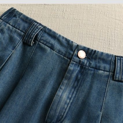 ワイドタックパンツ ゆったりタック入りデニムワイドパンツ