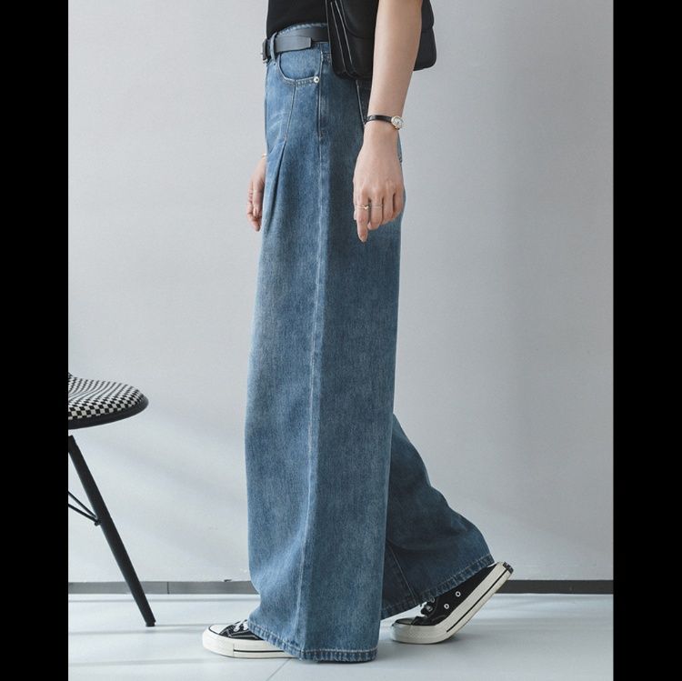 ワイドタックパンツ ゆったりタック入りデニムパンツ