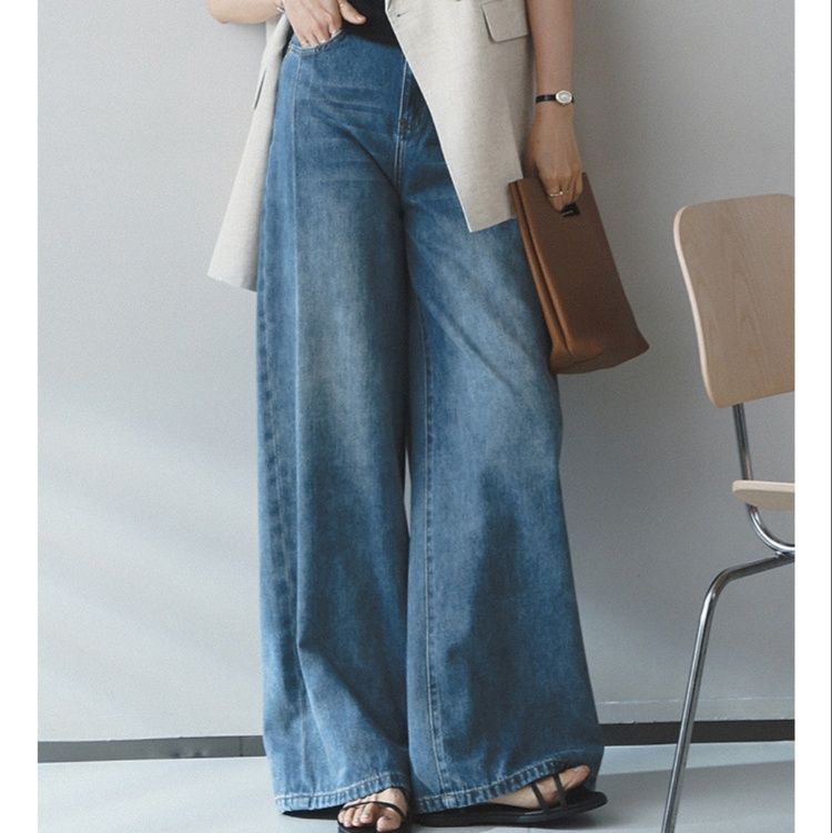 ワイドタックパンツ ゆったりタック入りデニムパンツ