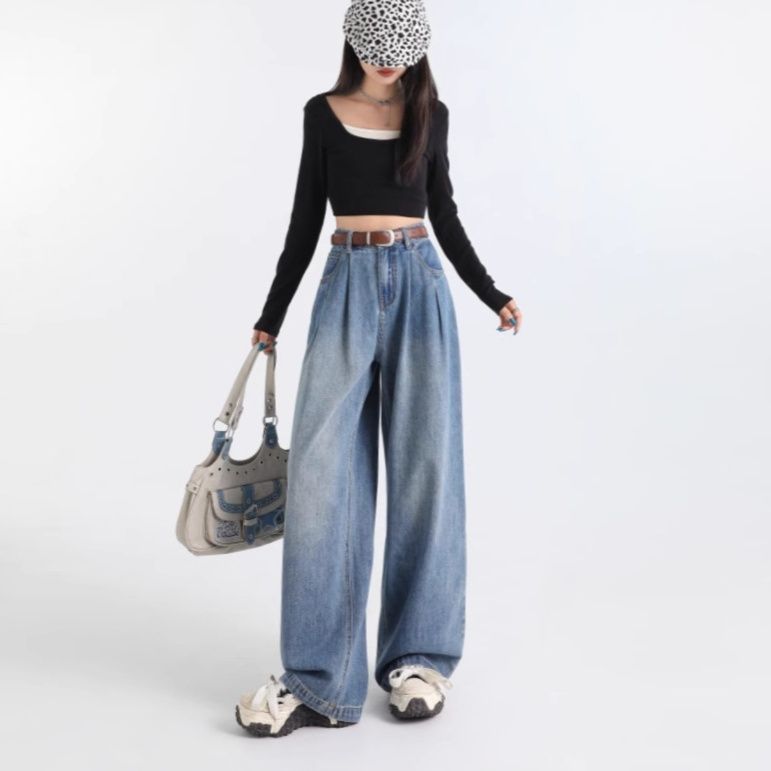 ワイドタックパンツ ゆったり流れるタックシルエットデニム