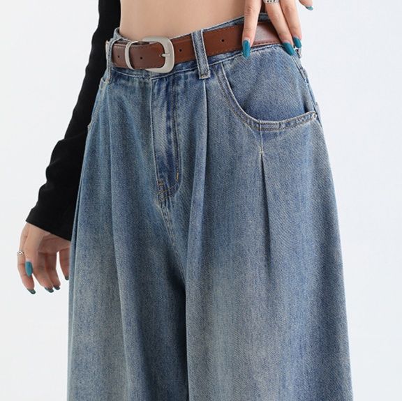 ワイドタックパンツ ゆったり流れるタックシルエットデニム