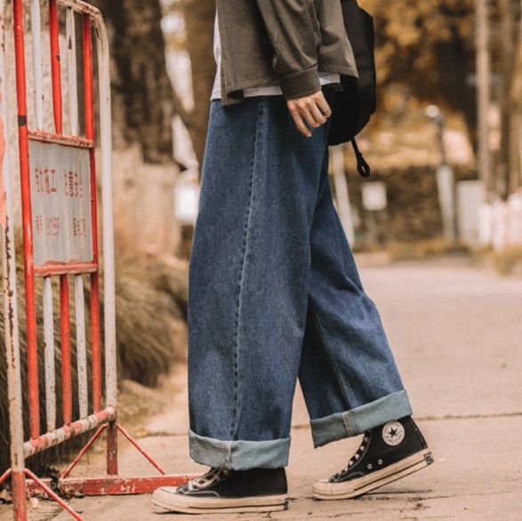ワイドタックパンツ ゆったりロールアップデニム