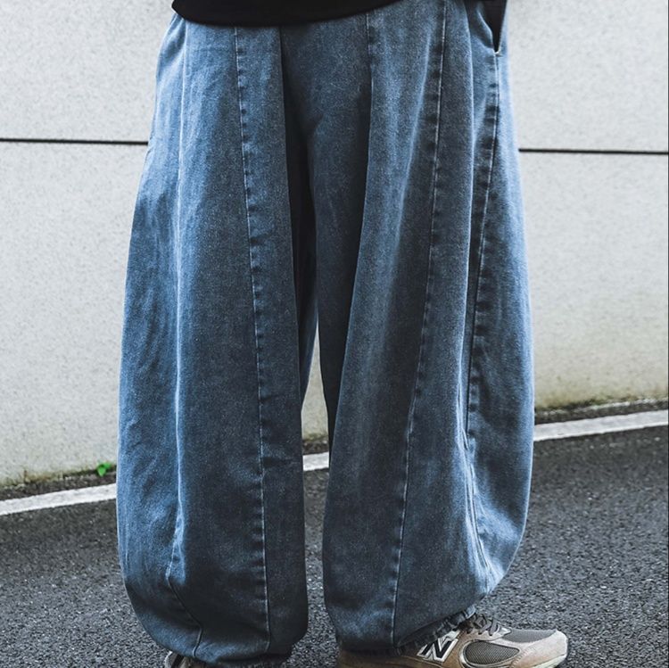 ワイドタックパンツ ゆったり立体感デニムタックパンツ