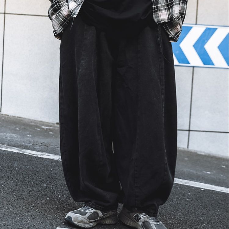 ワイドタックパンツ ゆったり立体感デニムタックパンツ