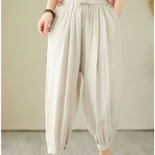 ワイドタックパンツ ワイドタックパンツ 風合いたっぷり リネン風バルーン